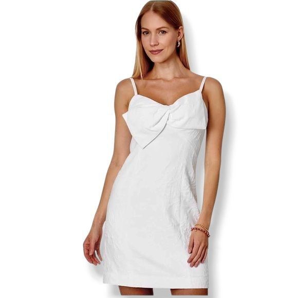 Lilly Pulitzer Willalynn Stretch Bow Jacquard Mini Dress Resort White Size 10 - Picture 1 of 11